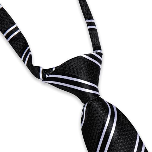 Image of Barry.Wang Boys Ties School Pre-Tied Kids Necktie Handkerchief Clip Set Uniforms Child Ties for 8-14 Years Wedding Party