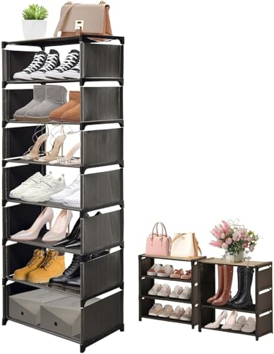 Zapatero Tela de 8 Niveles, Zapatero Estrecho, Zapatero Vertical, Estantes de Tela no Tejida, Armario Zapatero Abierto, para...