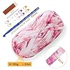 T Shirt Yarn for Crocheting 100gx2 Chunky Crochet Yarn Elastic Fabric Set with 10mm Hook and Accessories – Ideal for DIY Bags, Blankets, Baskets and Home Decor Projects (Mix-Pink) #1
