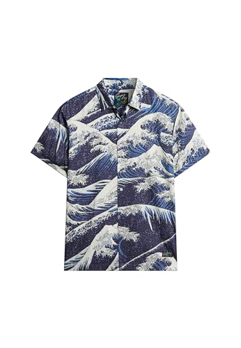 Superdry Para Hombre. M4010620A Camisa Hawaiana De Manga Corta Marino (Xl), Casual, Modal-image