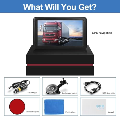 GPS Navigator for Car Truck RV, 9 ” Trucker GPS for Semi Truck 2026 Map， Real Voice Spoken Turn-by-Turn Direction Reminding Navigation System for Cars, Vehicle GPS with Speed and Red Light Warning - Thumbnail 7
