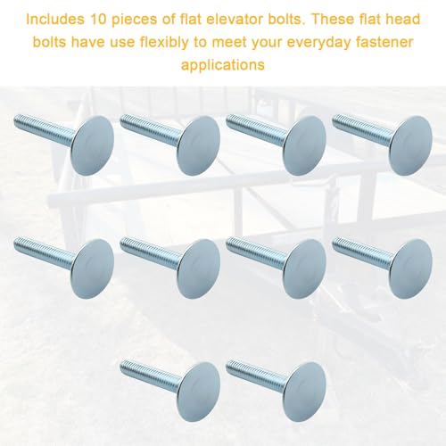 Image of 10 Pcs 014973239718 Elevator Bolts, 5 /16-18 x 2 Flat Head Bolt, Zinc - Rust Resistant
