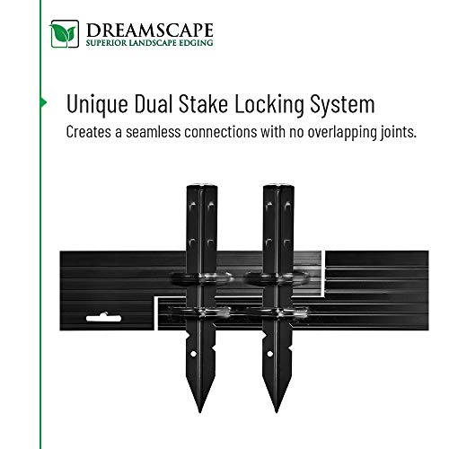 Dreamscape PRO Aluminum Landscape Edging - Easy Install Professional Landscaping Border - 10 Strips, 8ft Each (80ft Total) - Black Anodized - Metal Divider for Lawn, Garden, Flowerbed