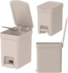 " Lixeira para banheiro lavabo escritório pia area externa OU Trium 06 litros bege - Lixeira de banheiro com esconde saco lixeira quadrada Lixeira com pedal Lixeira bege "