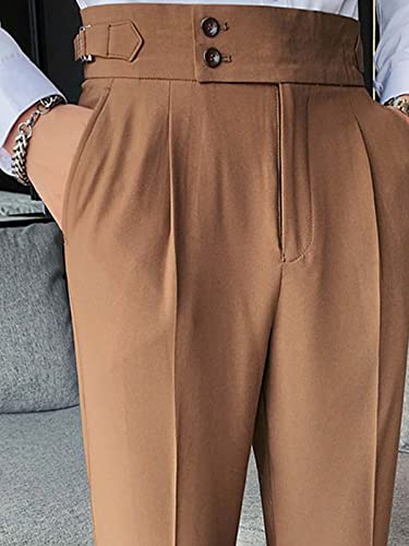 Men's Regular Fit Suit Pants Wide Waist Wrinkle-Resistant Ankle Length Dress Trousers3