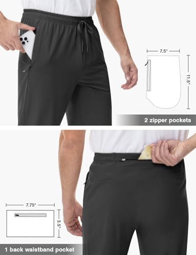 Tbmpoy Men'S Hiking Pants Lightweight Quick Dry Athletic Pants Stretch Casual Water Resistant Travel Pants 3 Zipper Pockets(Dg,M) Dark Grey thumb #2