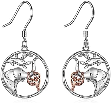 Wolf/Cat/Horse/Elephant/Owl/Fox/Sloth/Bee/Penguin/Hummingbird Drop Earrings Animal Earrings 925 Sterling Silver Jewellery Gifts for Women Girls Friends Mother Daughter