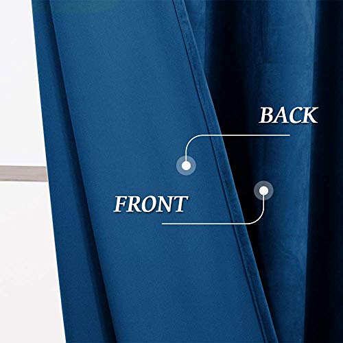 Image of RYB HOME Velvet Curtains 96 inches - Dual Rod Pocket Room Darkening Window Decor, Thermal Insulated Curtain Drapes for Boys Room Bedroom, Wide 52 x Long 96, Royal Blue, 2 Panels