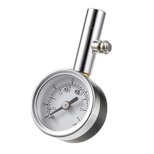 CZC AUTO Heavy Duty Tire Pressure Gauge Reader Checker 0-60PSI, ANSI B40.1 Accurate Mechanical Air Gage, Chrome Plated Single Chuck Dial Wheel Pressure Tester for Motorcycle Bike Car RV Bicycle