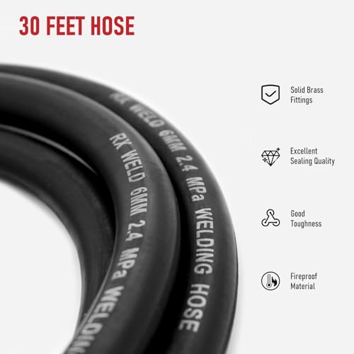 Image of RX WELD Inert Gas Welding Hose - Argon Flow Hose (Black, 30FT)