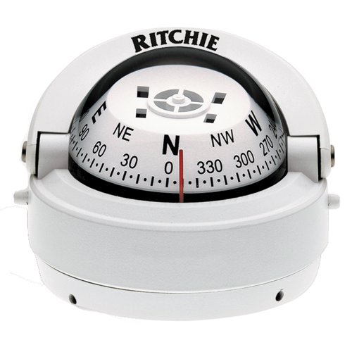 Brújula de montaje superficial Ritchie S-53W blanca miniatura 1