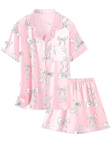 Image of Girls & Womens Satin Pajamas Set, Silk Button-Down Sleepwear 2 Piece Nightwear, 3 Years - Women XXL