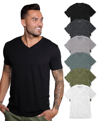 Image of Men's V-Neck T-Shirt Fitted Short Sleeve Soft Cotton Vneck Tees S-2XL