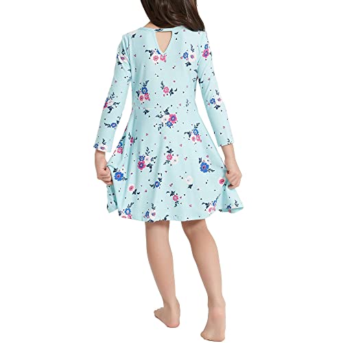 V.&GRIN Girls Spring Dress 2T to Size 8, Long Sleeve Unicorn Floral Twirly Casual Cute Kids Dress Clothes Vestidos para Niñas3