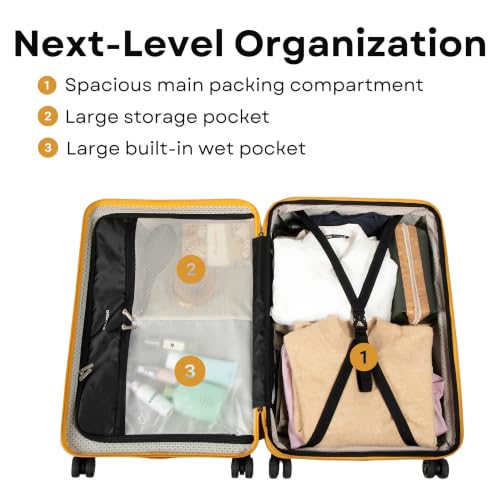 Image of Ricardo Beverly Hills Cambria Hardside Luggage | Stylish Suitcase with Wheels for Effortless Travel, Expandable and Secure TSA-Locked Packing, 24-inch Medium Checked, Rose Champagne