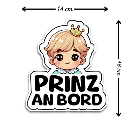 Baby on Board Aufkleber Auto, Prinz an Bord Auto Aufkleber, Baby on Board Sticker 16 x 14 cm, Wetterfest und UV-Beständig aufkleber auto, Sticker Baby und Auto Baby für sichere Fahrten mit Ihrem Kind