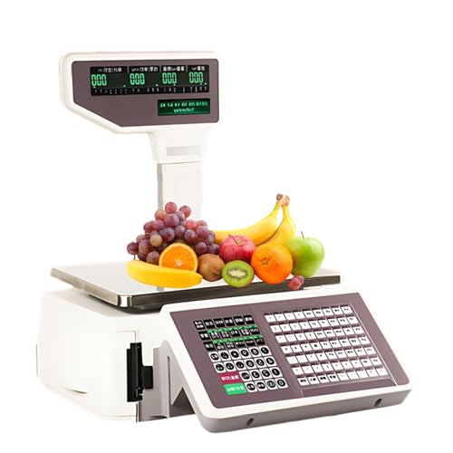 Báscula comercial con impresora térmica y pantalla dual 30kg