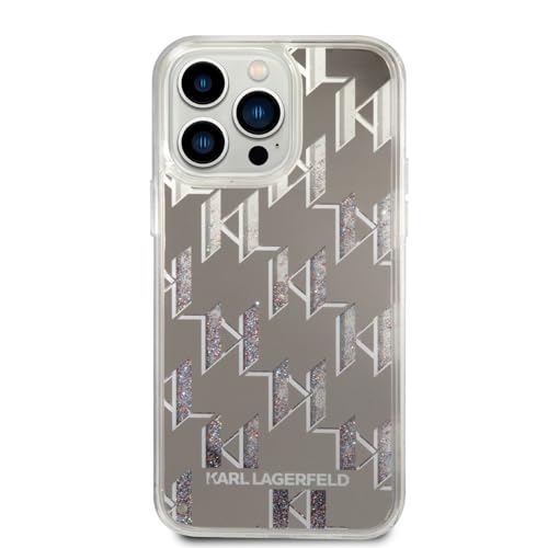 Karl Lagerfeld KLHCP14XLMNMS Coque pour iPhone 14 Pro Max 6,7" Coque Rigide Argenté/Argent Paillettes Liquides Monogramme