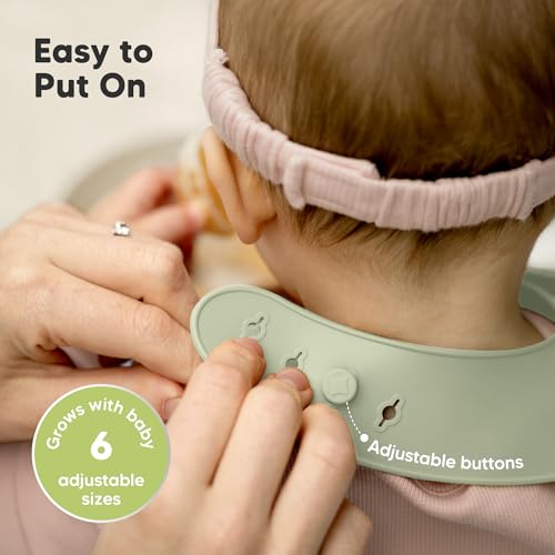 Image of KeaBabies 2-Pack Silicone Bibs for Babies, Toddlers Girl, Boy (Macaron) | Sturdy Food-Grade Baby Bibs for Eating, Large Food Catcher, Easy Clean & Put On, Waterproof Baby Feeding Essentials, BPA-Free