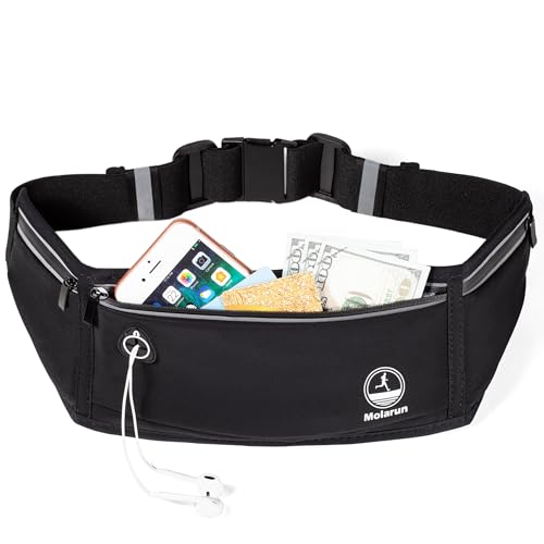 Image of Slim Running Belt Fanny Pack, Phone Holder Waist Pack Money Belt - Black
