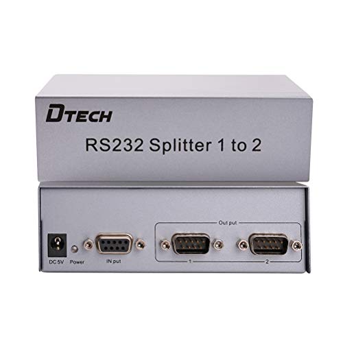 DTECH 2Port RS232 Serial Splitter Box COM Port Expander 1x2 with Power
