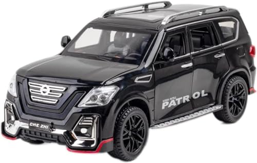 Image of DEOXY 1:24 Scale Nissan Patrol Die-Cast Metal Pullback Car Toy With 6 Openable Doors, Lights, And Sounds For Kids Boys And Girls Children, Black