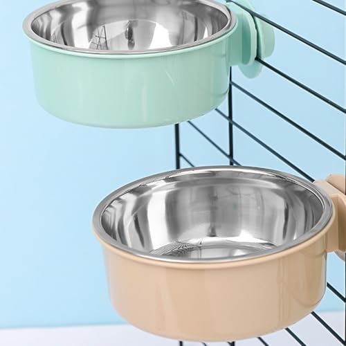 Zxfdsfdbnm 2 Edelstahl-Fressnäpfe zum Aufhängen, 650 ml, extra groß, rutschfeste Unterseite für Hundehütte, Doppelnapf, Futterstation, auslaufsicherer Hundenapf