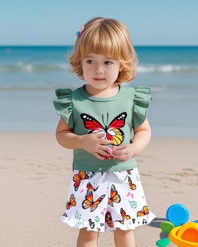 Image of NZRVAWS Girl Clothes Toddler Girls Summer Outfit Heart Tank Top+Pink Shorts 2 Piece Clothing for Girl 1 2 3 4 5 6 7 T