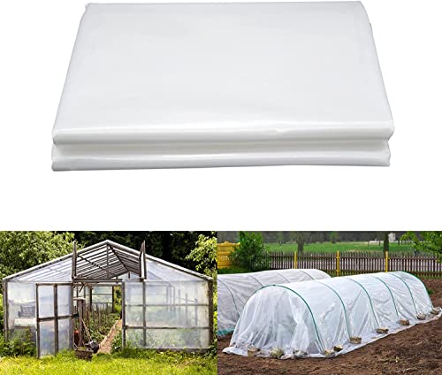 LINSOCLE Plástico Invernadero Transparente, 2m x 10m Plastico Transparente para Invernadero, Lona Invernadero para Cubrir lechos de hortalizas 100 g/m²