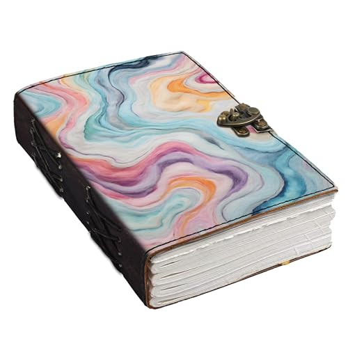 Image of DI-KRAFT Customize Diary with Name with Beautiful UV Prints | Customized Leather Writing Diary Unruled White Paper Journal Personal Notepad Sheets Daily Planner for Gifting (Pattern 1)