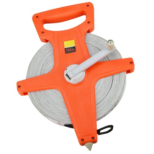 手動式巻き尺 土地測量メジャー 100m 距離測定 ライン引き コート作成 建築工事 両面仕様