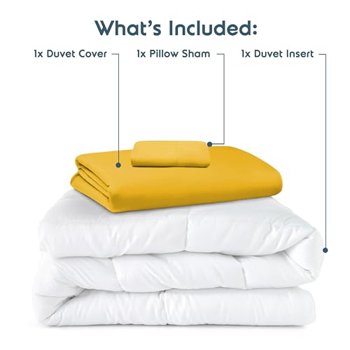 Nestl Twin Duvet Cover Set with Comforter Insert - Yellow 3 Piece 68x90 Duvet Cover & 1 Pillow Sham with White Quilted Down Alternative Comforter, Ultra Soft, All Season