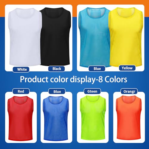 Image of 12 /24 /48Pcs Soccer Pinnies Youth, Scrimmage Team Practice Vests | Mesh Printed and Unprinted Numbers Team Pennies for Basketball Soccer Football Bibs Adults Kids