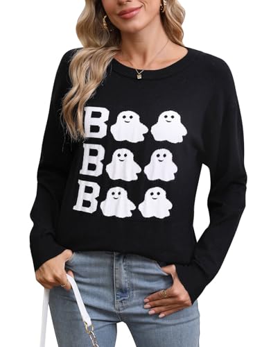 Womens American Flag Sweater, Long Sleeve Crewneck Colorblock Striped Pullover with Drop Shoulder - Casual Knitted Sweaters