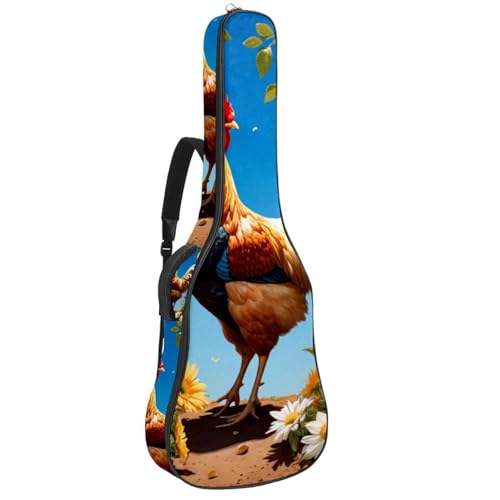 Sac pour guitare acoustique de 101 à 106 cm étanche avec poches et motif à fleurs multicolore