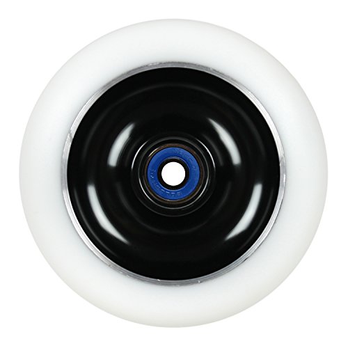 Kick Push Aluminum hub Scooter Wheel with Bearings, Black/White, 100mm