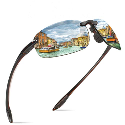 JULI Sports Sunglasses for Men Women Tr90 Rimless Frame Brand Designer for Running