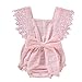 Produktbild REALIKE Kinder Mädchen Baby Ärmellos-Body im Mode Spitze Patchwork Bogen Jumpsuit Elegant Rüschen Einfarbig Taste Achselbody im Sommerkleid Prinzessin Kleidung