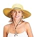 Sloggers Women's  Wide Brim Braided Sun Hat with Wind Lanyard - Light Brown - UPF 50+  Maximum Sun Protection, Style 442LB01