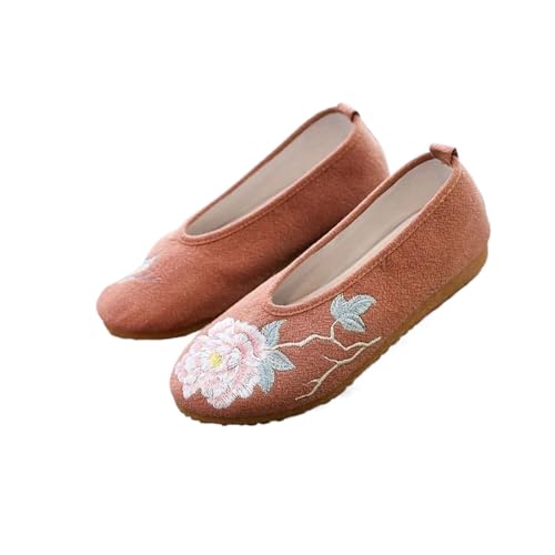 Chaussures plates coton broderie fleurs chinoises pour soulager les pieds sensibles
