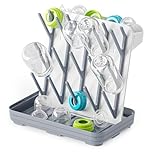 SpaceAid Baby Bottle Drying Rack with 20 Hooks, Space Saving Kitchen Bottles Rack Dryer, Vertical Baby Bottle Holder Organizer for Countertop Storage Accessories (White and Gray)