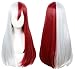 Linfairy Half Red and Sliver Wig Halloween Costume Cosplay Wig (Long wig)