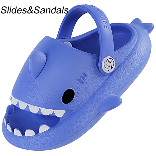 Image of KVbabby Kids Shark Slides Boys Girls Cloud Sandals | Cloud Sandals，Open Toe，Beach Pool Water Shoes，Slip-on，Lightweight，Non-Slip，Soft，Flexible，EVA Slippers