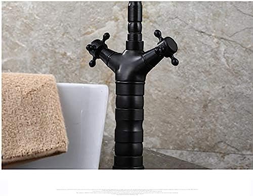 Robinet de lavabo rétro noir mat à double commande et finition premium - 5