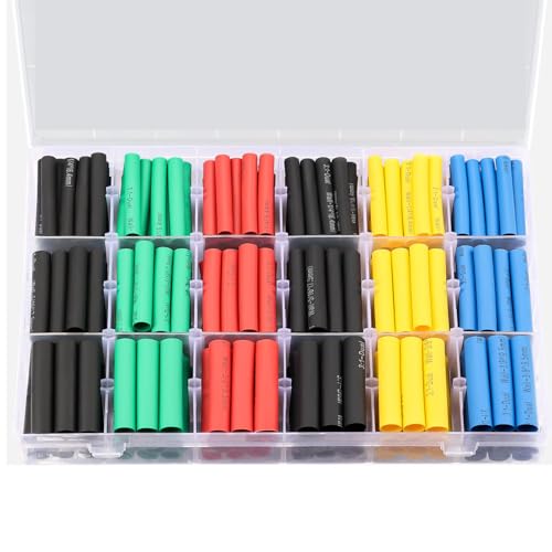 Heat Shrink Tubing 300Pcs/Box 3:1 Shrinkable Heat Shrink Tubing Wrapping kit Heavy Duty Heat Shrink Tube Electric Insulation Wire Connect Cover Protection Sleeving with 3 Sizes & 5 Different Colors