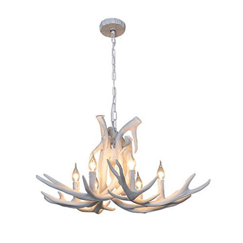 Chandelier bois de cerf vintage haut de gamme en résine sculptée à 6 bras