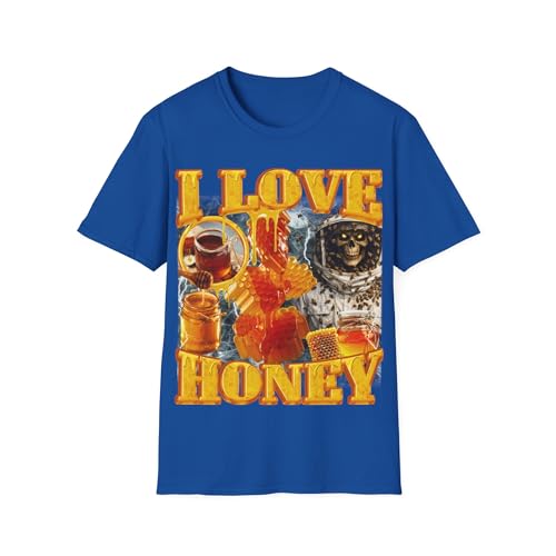 T-shirt squelette I Love Honey humour noir et confort durable