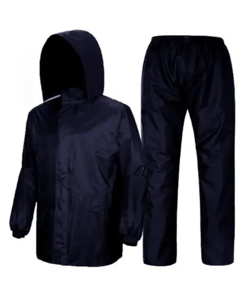 VIRTUAL VOGUE Waterproof Rain Suit Set with Hood, Jacket and Pants, Navy Blue, Outdoor Protection