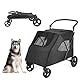 Hundewagen Große Hunde,doppelte Kapazität für Hunde, Buggy für Hunde Kinderwagen Hunde Faltbar Klappbar 4 Rädern Hundewagen (P04CX-Schwarz)