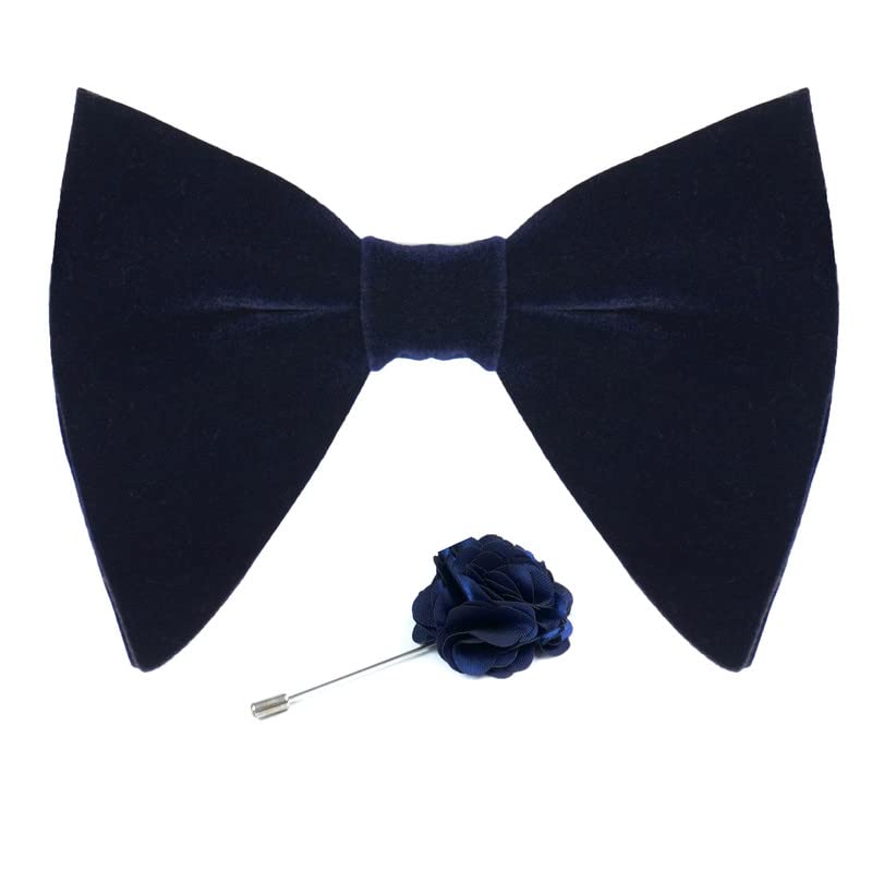 axlon Premium Suede Fabric Butterfly Oversize Bow Tie Pre Tied Bowtie For Men With Flower Brooch Pin (Free Size)-picture-1
